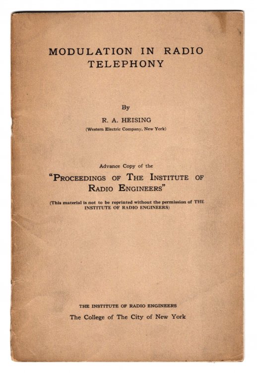 Modulation in Radio Telegraphy : Proceedings of the Institute of Radio Engineers