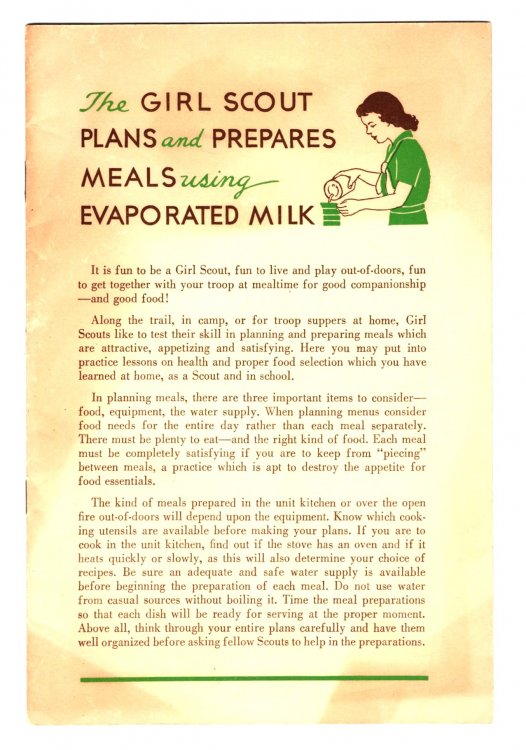 Girl Scout Plans and Prepares Meals Using Evaporated Milk, The