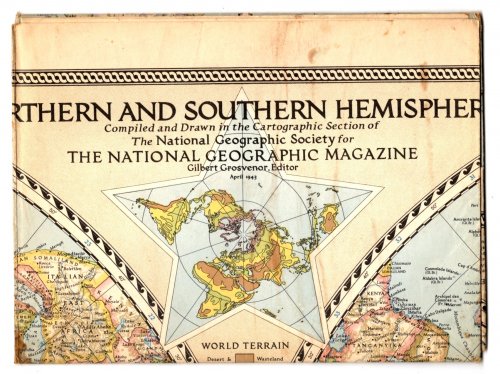 Map of the Northern and Southern Hemispheres : National Geographic Map, April, 1943