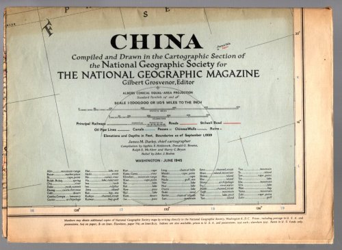 China : National Geographic Map, June, 1945