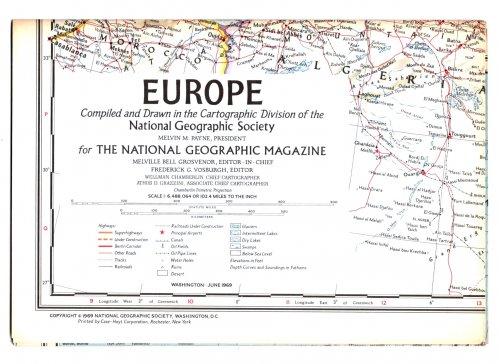 Europe : National Geographic Map, June, 1969