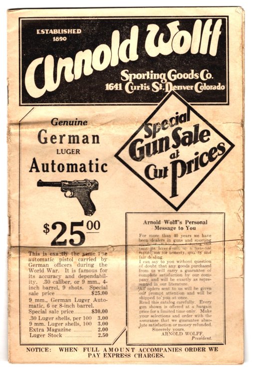 Arnold Wolff Sporting Goods Company : Special Gun Sale at Cut Prices