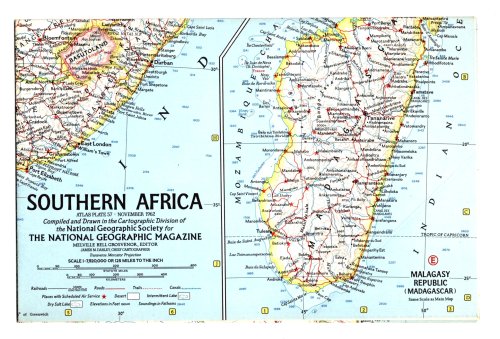 Southern Africa : National Geographic Map, Atlas Plate 57, November 1962