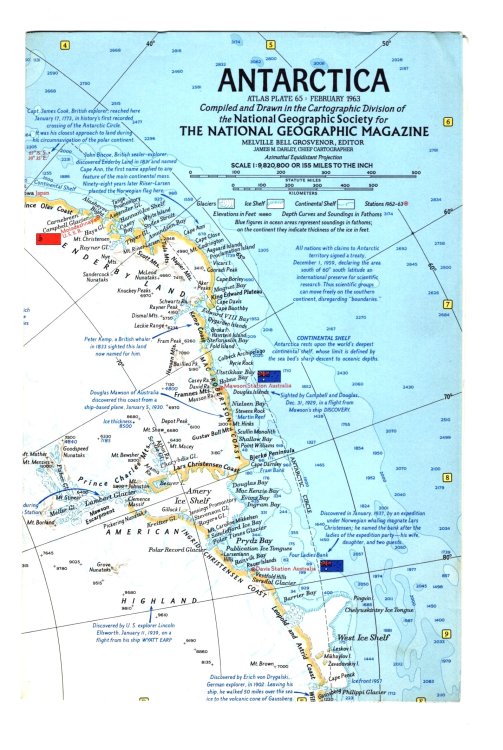 Antarctica : National Geographic Map, Atlas Plate 65, Februrary, 1963