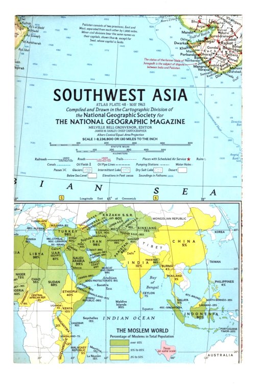 Southwest Asia : National Geographic Map, Atlas Plate 48, May 1963