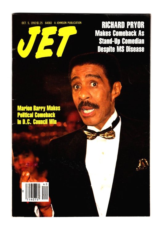 Vintage Jet Magazine, October 5, 1992 : Richard Pryor Makes a Comback, Marion Barry Makes a Comback