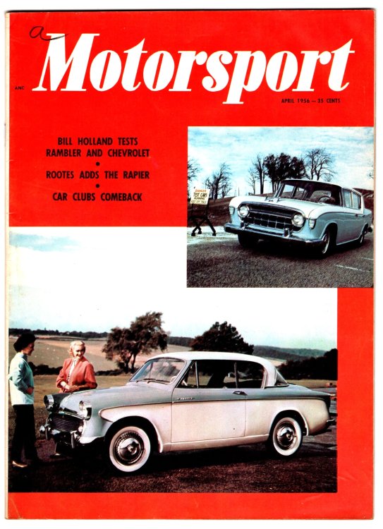 Motorsport Mgazine, April 1956 : Chevrolet, Rambler, Sunbeam Rapier, Cooper Climax