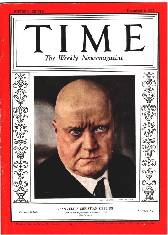 Time, the Weekly Newsmagazine, December 6, 1937 : Composer Jean Julius Christian Sibelius