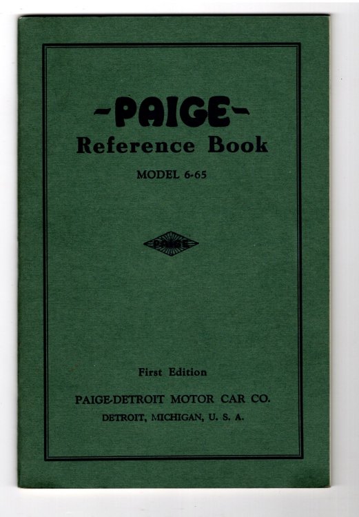 Paige Reference Book, Model 6-65 : Paige-Detroit Motor Car Company, 1921