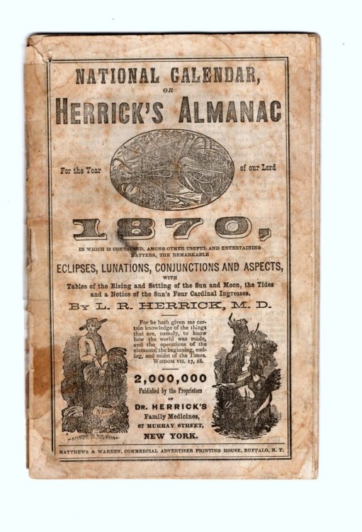 National Calendar, or, Herrick's Almanac : For the Year 1870