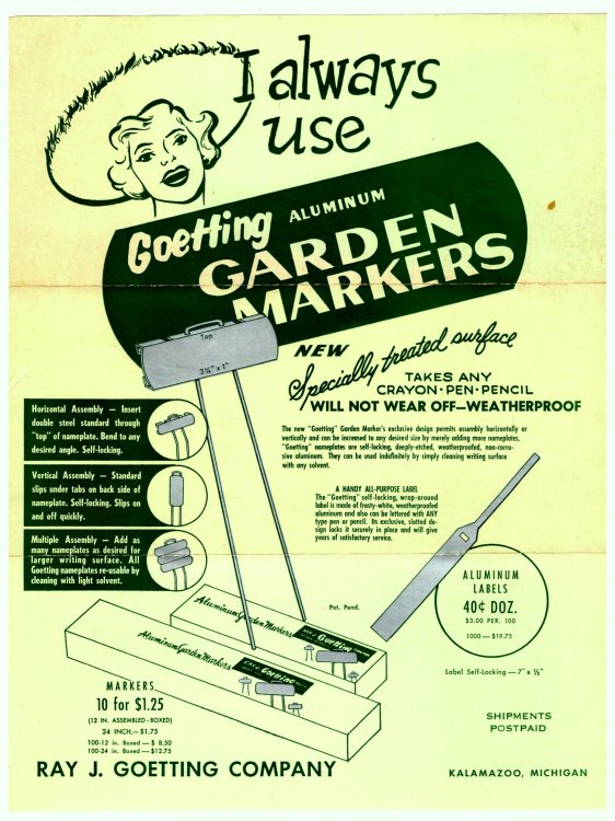 Goetting Garden Markers : Specially Treated Surface