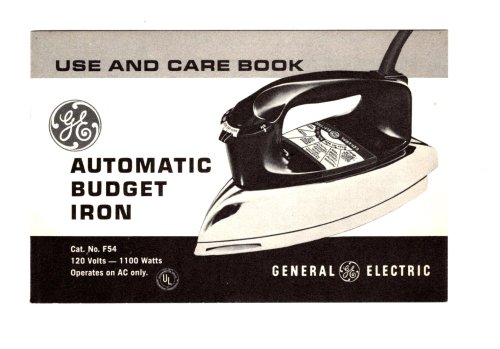 Automatic Budget Iron : Use and Care Book