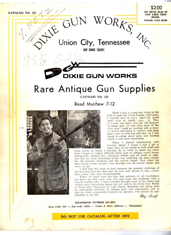 Dixie Gun Works, Inc, Rare Antique Gun Supplies : Catalog 121