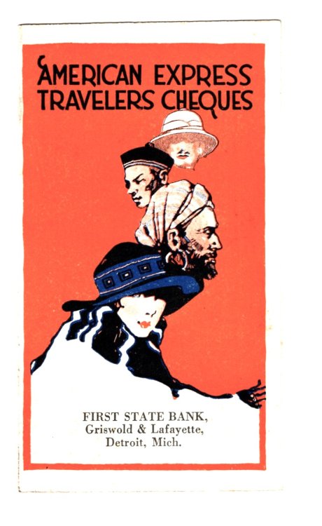 American Express Travelers Cheques : First State Bank, Griswold and Lafayette, Detroit, Michigan