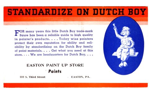 Standardize on Dutch Boy, Advertising Ink Blotter : Easton Paint Up Store