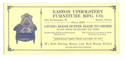 Easton Upholstery Furniture Manufacturing Company, Advertising Ink Blotter : Easton Paint Up Store