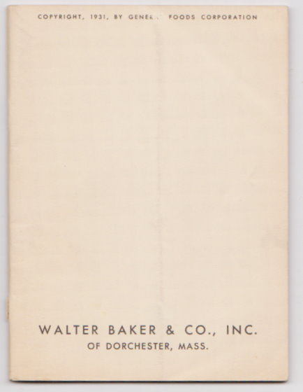 Baker's Best Chocolate Recipes, 1931