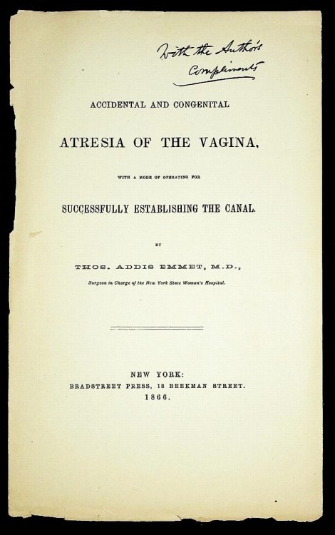 Accidental and congenital atresia of the vagina with a mode of operating for successfully establishing the canal