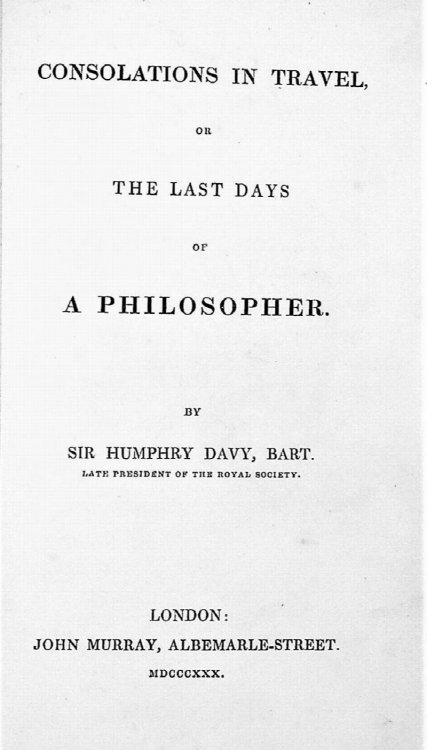 Consolations in Travel, or the Last Days of a Philosopher