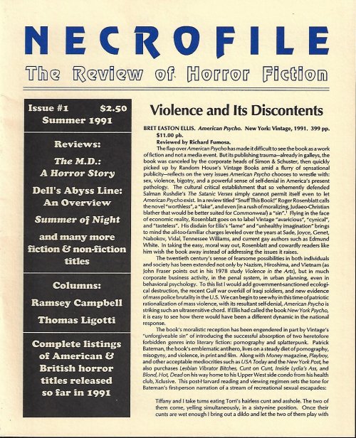 Image for NECROFILE; The Review of Horror Fiction: No. 1, Summer 1991 NECROFILE; The Review of Horror Fiction: No. 1, Summer 1991