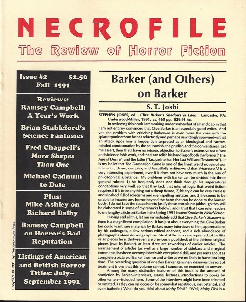 Image for NECROFILE; The Review of Horror Fiction: No. 2, Fall 1991 NECROFILE; The Review of Horror Fiction: No. 2, Fall 1991