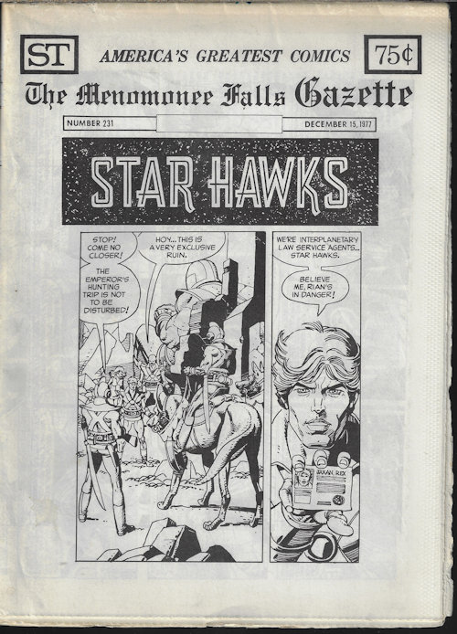 THE MENOMONEE FALLS GAZETTE #231, December, Dec. 15, 1977 (Howard the Duck, Star Hawks, Modesty Blaise, James Bond, Superman, The Seekers, Krazy Kat, Popeye, Batman, Scarth AD 2195 and more)
