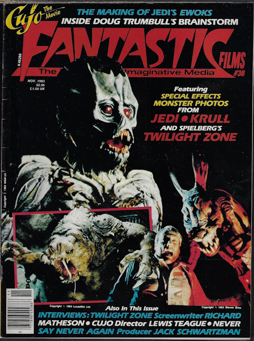 FANTASTIC FILMS: November, Nov. 1983 (Cujo, Brainstorm, Return of the Jedi, Twilight Zone, Krull, Bond, and more)