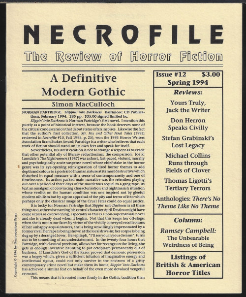 NECROFILE; The Review of Horror Fiction: No. 12, Spring 1994