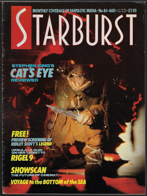 STARBURST Monthly Coverage of Fantastic Media: No. 84, August, Aug. 1985 (Tom Selleck in Runaway; Stephen King's Cat's Eye; )