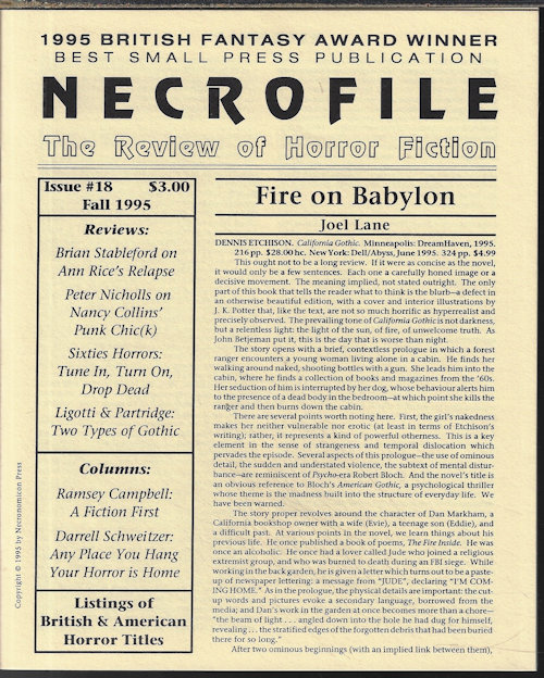 NECROFILE; The Review of Horror Fiction: No. 18, Fall 1995