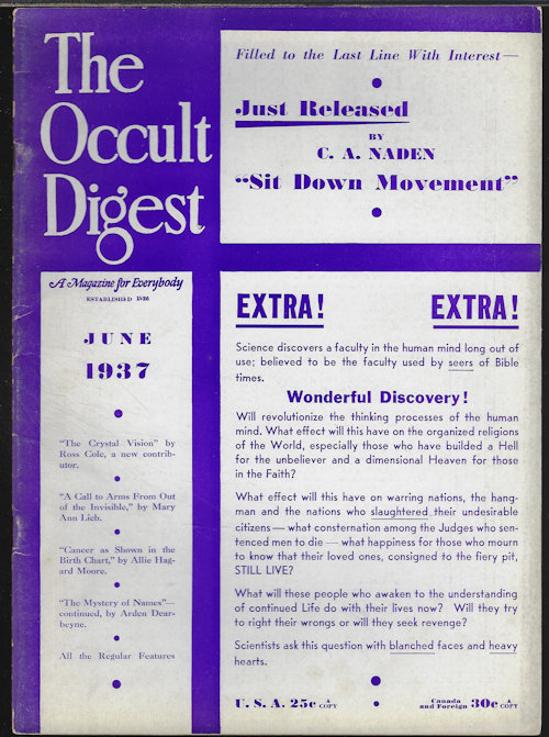 THE OCCULT DIGEST: June 1937