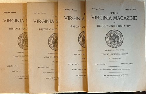 Bundle: (4) vintage books - The Virginia Magazine of History and Biography 1932