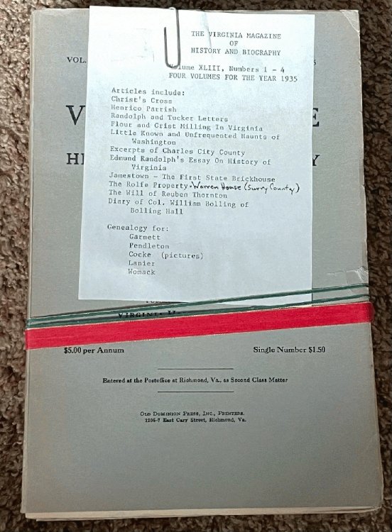 Bundle: (4) vintage books - The Virginia Magazine of History and Biography 1935