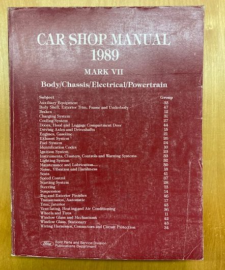 1989 Lincoln Mark VII Car Shop Manual: Body/Chassis/Electrical/Powertrain