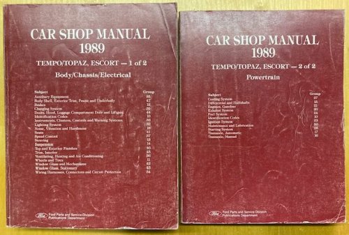 1989 Ford Tempo, Escort / Mercury Topaz Car Shop Manual, 2 volume set (Includes 