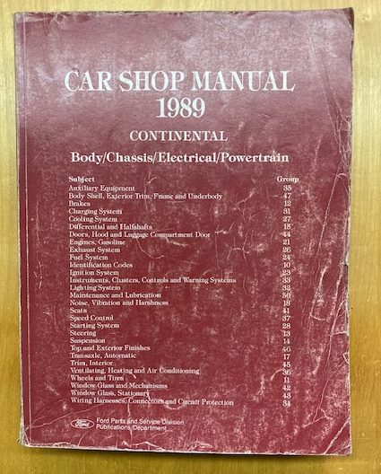 1989 Lincoln Continental Car Shop Manual: Body/Chassis/Electrical/Powertrain