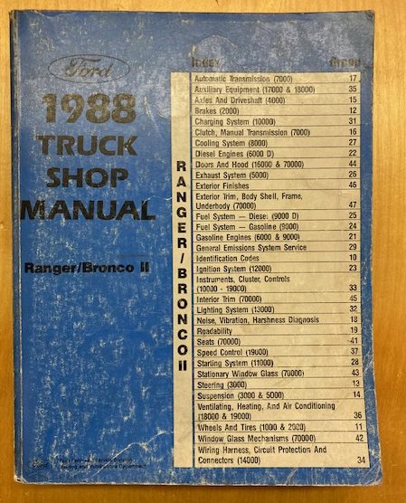 1988 Ford Ranger / Bronco II Truck Shop Manual