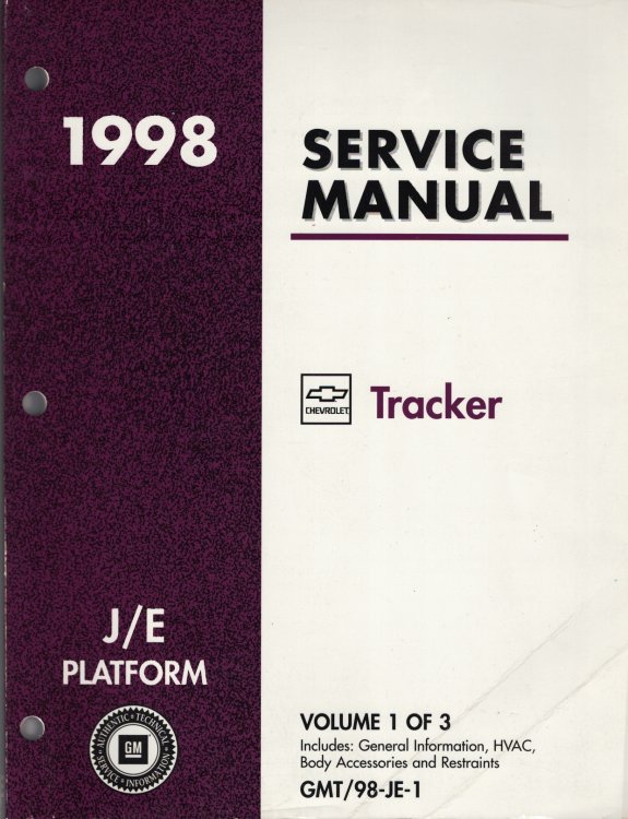 1998 Chevrolet Geo Tracker Service Manual: J/E Platform (3 volume set)