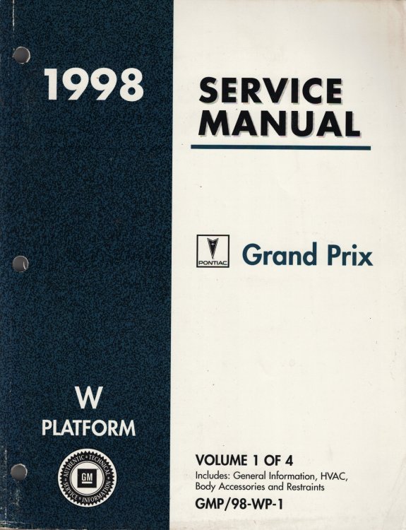 1998 Pontiac Grand Prix W-Platform Service Manual (4 volume set)