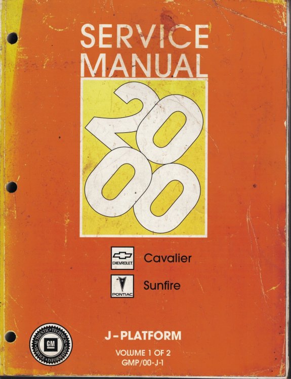 2000 J Platform - Chevrolet Cavalier, Pontiac Sunfire Service Manual (2 volume set)