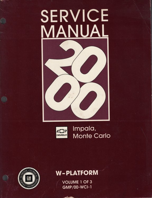 2000 W-Platform, Chevrolet Impala and Monte Carlo Service Manual (3 Volume Set)