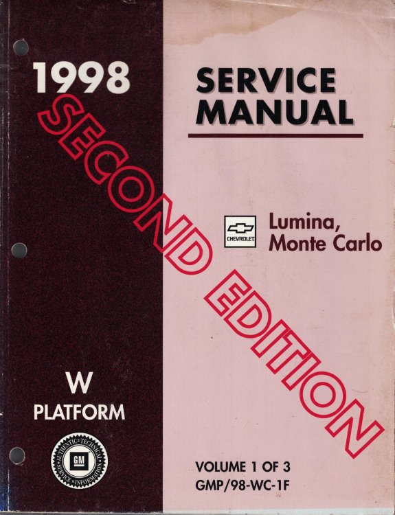1998 W-Platform, Chevrolet Lumina and Monte Carlo Service Manual (3 Volume Set) (Second Edition)
