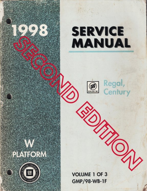 1998 W-Platform - Buick Regal, Century Service Manual (3 Volume Set) (Second Edition)