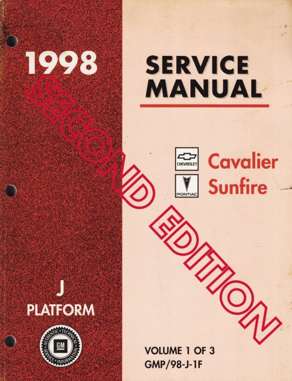 1998 J-Platform - Chevrolet Cavalier, Pontiac Sunfire Service Manual (3 Volume Set) (Second Edition)