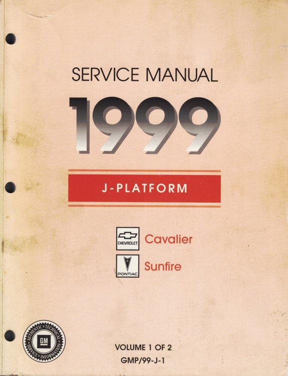 1999 J-Platform - Chevrolet Cavalier, Pontiac Sunfire Service Manual (Volume 1 Only) [includes engine repair]
