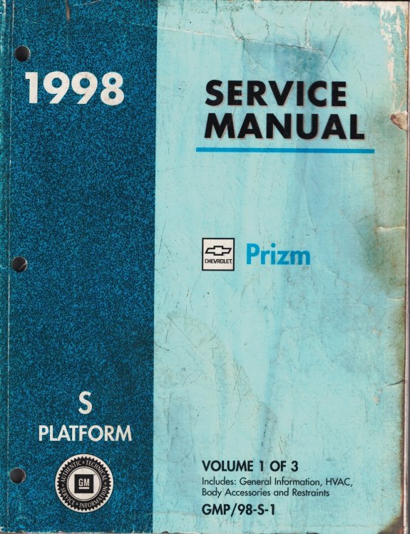 1998 S Platform - Chevrolet [Geo] Prizm Service Manual (3 Volume Set)