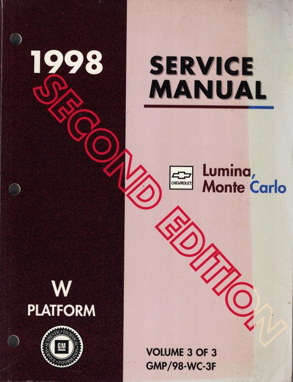 1998 W Platform - Chevrolet Lumina, Monte Carlo Service Manual - Second Edition (Volume 3 Only) [Covers: Engine and Transmission/Transaxle]