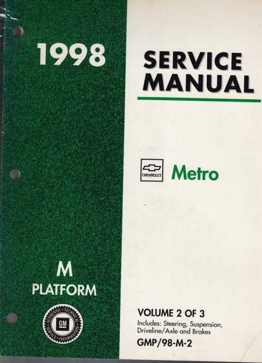 1998 M Platform - Chevrolet [Geo] Metro Service Manual (Volume 2 Only)