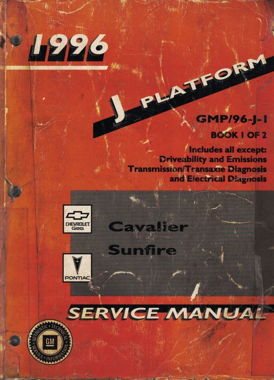 1996 J Platform - Chevrolet Cavalier and Pontiac Sunfire Service Manual (2 volume set)