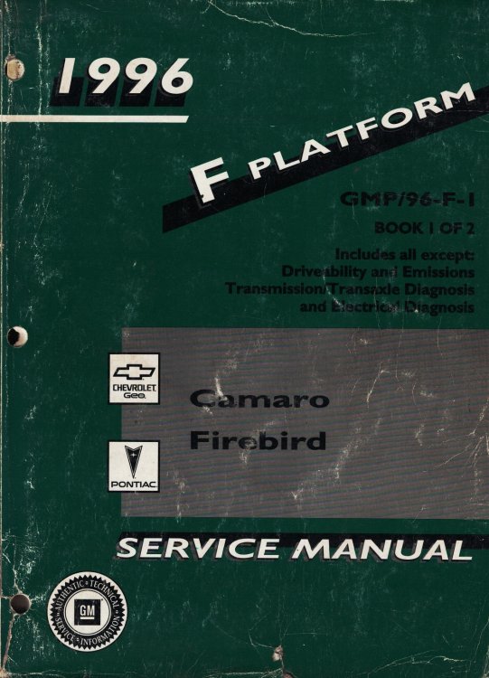 1996 F Platform - Chevrolet Camaro and Pontiac Firebird Service Manual (2 volume set)